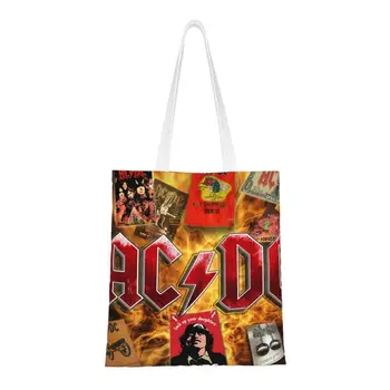 Австралийская Музыкальная Продуктовая сумка Для покупок в стиле Хэви-Метал, Милая Холщовая Сумка-Шоппер С принтом, Сумка-тоут AC DC, Рок-н-Ролльная Сумка