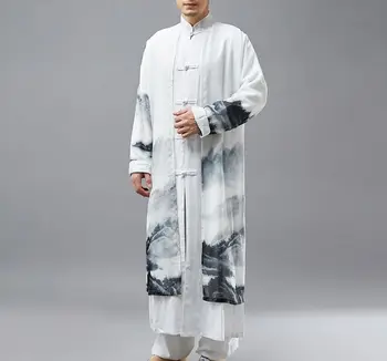 высококачественный хлопчатобумажный и льняной костюм тан, халат, платье дзен ханьфу КУНГ-фу, униформа для боевых искусств тайцзи, даосский халат, костюмы для ушу, одежда