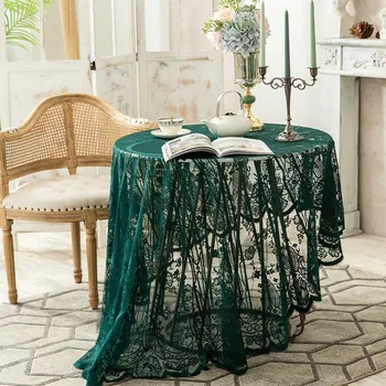 Свадебная вечеринка в американском стиле Ретро Темно-зеленое кружево Круглая Скатерть для ресторанного стола Круглая скатерть для стола