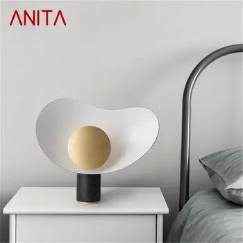 Современная креативная настольная лампа ANITA в скандинавском стиле, светодиодная мраморная настольная лампа для украшения спальни дома