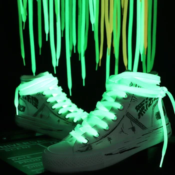 Флуоресцентные шнурки Индивидуальные кроссовки Парусиновая обувь Тренд Многоцветных светящихся шнурков для обуви Cordones Brillantes Zapatilla