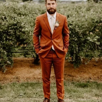 Костюмы для мужчин из 2 предметов (Блейзер + брюки) Смокинг с лацканами на одной пуговице, Свадебный весенний повседневный приталенный костюм Homme Pour Mariage
