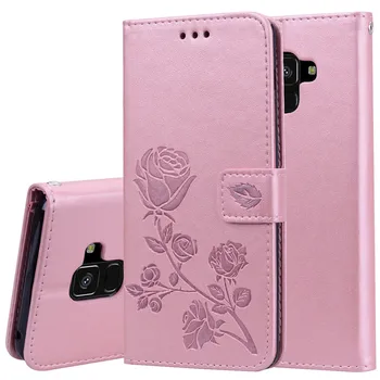 Флип-чехол с цветком Розы Для Samsung Galaxy A8 A8 Plus 2018, Кожаный бумажник, Держатель для карт, Чехол Для Samsung A8Plus a8 plus, Чехол
