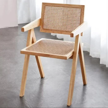 Плетеное кресло Nordic из массива дерева со спинкой и подлокотником для отдыха на балконе в гостиничном кабинете, удобные дышащие одноместные кресла