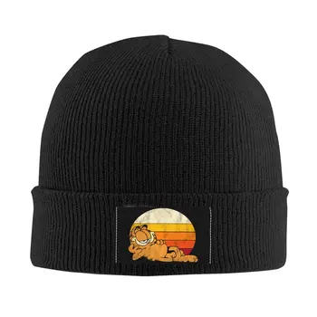Винтажные Sunset Garfields Skullies Шапочки кепки Унисекс Зимняя теплая вязаная шапка для взрослых с милым котом, шапки-капоты, лыжная шапочка для улицы