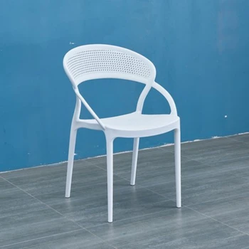 Скандинавский Пластиковый обеденный стул со Штабелируемой спинкой на открытом воздухе, Балконный комод, Ресторан, Стул для магазина Десертного молока и чая