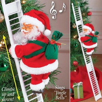 2023 Кукла Санта Клауса, взбирающаяся по лестнице с музыкой, Украшения для Рождественской елки, украшения для дома, Navidad, Новогодний подарок для детей