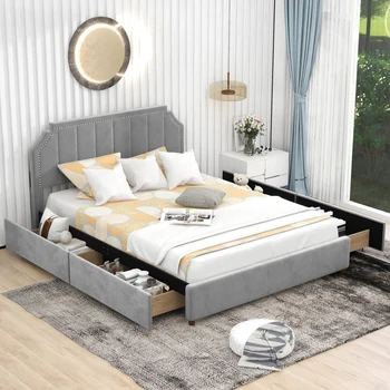 Кровать-платформа с мягкой обивкой размера 