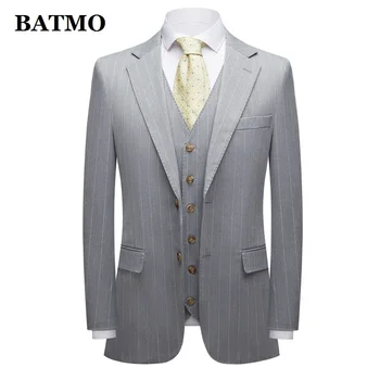 BATMO 2021, новое поступление, высококачественные повседневные костюмы в серую полоску, мужские костюмы, большие размеры 3636