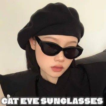 Модные женские солнцезащитные очки Cat Eye Роскошные винтажные солнцезащитные очки в круглой оправе Унисекс Ретро Классические Спортивные очки на открытом воздухе