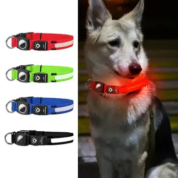 Светодиодный ошейник для собак, противооткатный ошейник для собак, щенки, USB-перезаряжаемая воздушная бирка, мигающее ожерелье, светящиеся принадлежности для ночной безопасности