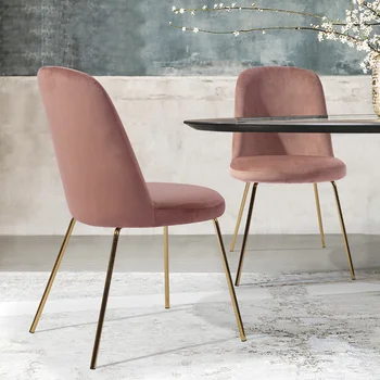 Современный обеденный стул с мягкой обивкой из 2-х предметов с золотыми ножками - Розовая обивка [на складе в США]