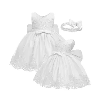 Для маленьких девочек, свадебное платье-пачка принцессы с кружевным бантом и повязкой на голову, комплект одежды с принтом лица, платье