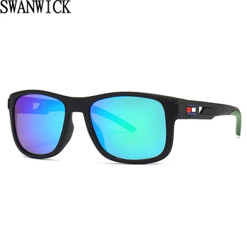 Swanwick поляризованные солнцезащитные очки для мужчин за рулем летний стиль мужские классические квадратные солнцезащитные очки uv400 2023 красное зеленое зеркало горячая распродажа
