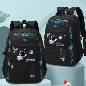 Детский рюкзак с мультяшным астронавтом, детский школьный рюкзак для начальной школы, снижающий нагрузку на ребра, Школьный рюкзак для мальчиков, водонепроницаемая сумка