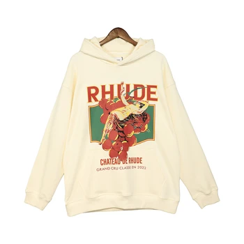 2023 Толстовка с принтом логотипа RHUDE Мужчины Женщины Аниме Harajuku Digital Vetements Пуловеры из плотной ткани Rhude Толстовки
