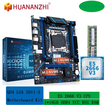 Комплект материнской платы HUANANZHI X99 QD4 LGA 2011-3 с Intel XEON E5 2666 V3 и Комбинированным набором памяти 1*16G DDR4 ECC NVME NGFF SATA USB