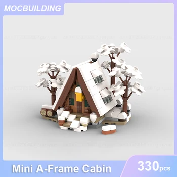 Mini 21338 A-Frame Cabin Зимняя версия модели MOC Building Blocks DIY Assembly Bricks Architecture Развивающие игрушки, подарки 330 шт.