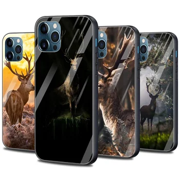 Стеклянный чехол для телефона iPhone 13 14 12 Mini 11 Pro X XS Max XR 8 7 6 6S Plus SE Защитный чехол Capa Camo для охоты на оленя