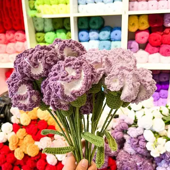 Реалистичный Яркий цвет Создает атмосферу, связанный вручную Искусственный букет с упаковочным чехлом, искусственный Цветок для домашнего декора.