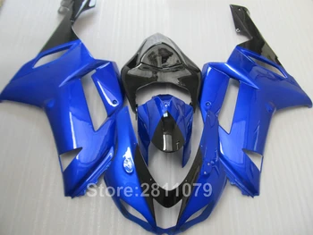 Комплект обтекателей из АБС-пластика для Kawasaki Ninja ZX6R 07 08 сине-черные мотоциклетные обтекатели ZX6R 2007 2008 WT13