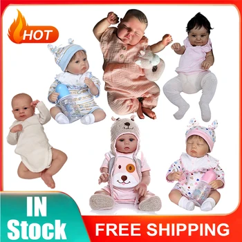 50-сантиметровые куклы-Реборн с 3D-кожей, 19-дюймовые куклы для новорожденных с набором для кормления, мягкие для сна на все тело для коллекции, детские куклы для девочек