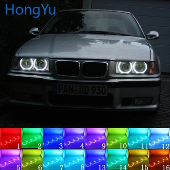 Фара Многоцветная RGB LED Angel Eyes Halo Ring Eye DRL RF Пульт Дистанционного Управления для BMW 3 Серии E36 1990-2000 131mmx4 Аксессуары