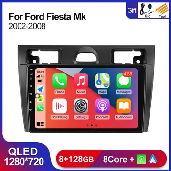 QLED 1280*720 Android 12 Автомобильный Радиоприемник Аудио Для Ford Fiesta Mk VI 5 Mk5 2002-2008 Carplay Auto WIFI BT DSP Автомобильный Мультимедийный Плеер