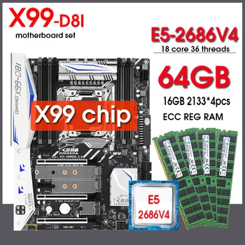 Комплект материнской платы JINGSHA X99 D8I LGA2011-3 С процессором xeon E5 2686 V4 cpu 64 ГБ (4*16 ГБ) оперативной памяти ddr4 REG SET F8