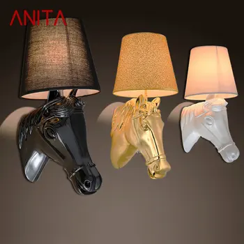 Современный Настенный Светильник ANITA LED Simple Creative Horse Head Из Смолы, Бра, Светильник для Дома, Гостиной, Спальни Отеля, Декора