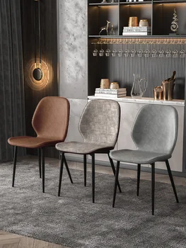 Простой современный роскошный обеденный стул с тканевой спинкой, кожаное кресло для домашнего ресторана Nordic обеденные столы и стулья