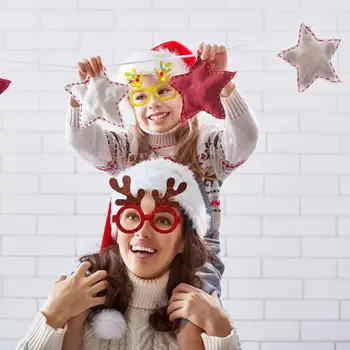 Очки с буквами, Рождественские очки без линз, забавные, удобные в носке, Мультяшная праздничная легкая оправа с оленьими рогами для вечеринки