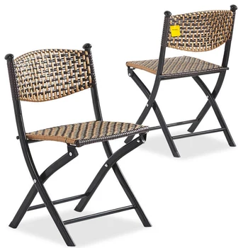Стулья Horayo ™ Ротанговый стул для отдыха простой стул со спинкой пластиковый плетеный стул балконный стул одиночный складной стул