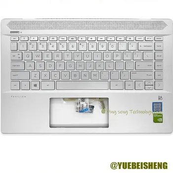 YUEBEISHENG 95% Новый/Оригинальный для 14 HP Pavilion 14-CE TPN-Q207 Подставка для рук Верхняя крышка клавиатуры US с отверстием для отпечатка пальца