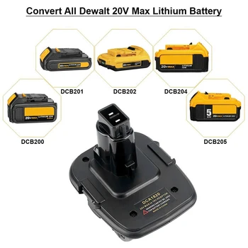 Адаптер батареи 20V DCA1820 Может быть преобразован в никель 18V для литиевой батареи Dewalt 18V 20V Замените старую батарею 18V DC9096