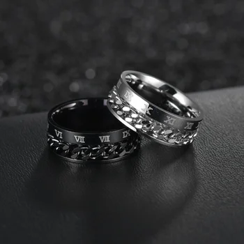 Крутое Мужское кольцо для пары из нержавеющей стали, Высококачественная Вращающаяся Цепочка, Вращающиеся Кольца, Панк-Женские Мужские украшения для подарка на вечеринку