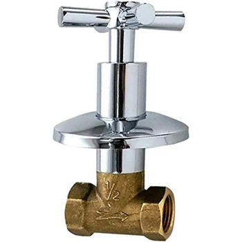 G1/2 Скрытый водяной душ, домашняя сантехника, запорный клапан регулирования расхода, прямая запасная часть с поперечной ручкой, 1 шт., хром