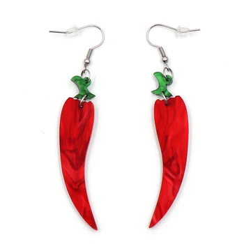 1 пара Нового продукта CN Drop Chili Pepper Модные акриловые серьги из нержавеющей стали, ювелирные изделия для женщин
