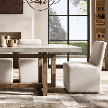 Обеденный стол из массива дерева в американском стиле, обеденный стол в стиле ретро, гостиничная вилла, стол для конференций в индустриальном стиле, длинный стол, верстак