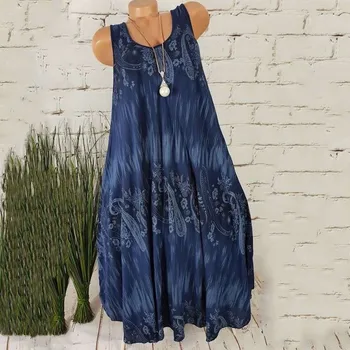Летнее женское платье в богемном стиле, шикарный пляжный сарафан без рукавов большого размера в стиле бохо, Повседневное Дешевое женское интегрированное короткое платье 2023 г.