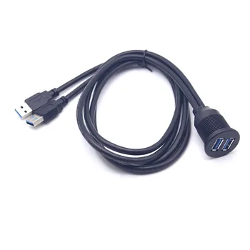 Двойной удлинительный кабель USB 3.0 от мужчины к женщине с панелью скрытого монтажа для кабелей автомобилей, грузовиков, лодок, мотоциклов