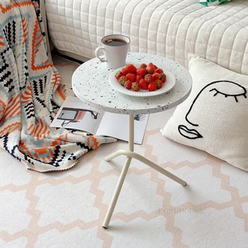 Журнальные столики из терраццо Nordic Light класса Люкс для гостиной, современный минималистичный диван, приставной столик, Креативный Дизайнерский Маленький круглый столик