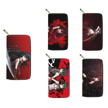 Модные женские кошельки с 3D принтом аниме Akame Ga Kill, Кожаные Женские Держатели для кредитных карт, Клатч на молнии, сумочка для рук, кошелек