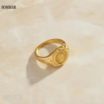 SOMMAR, высококачественные позолоченные, размер 6, 7, 8, женские духи, женские кольца, рельефное кольцо с характером, мужское кольцо, спортивное
