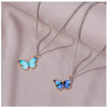 Персонализированная цветная роспись простая подвеска в виде бабочки, цепочка на ключице, ожерелье-бабочка из сплава, браслет-бабочка, колье-чокер, ожерелье