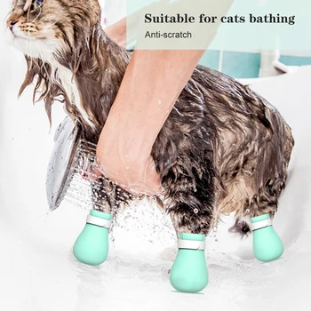 Кошка царапинам обувь 4шт регулируемый Кошачий коготь покрывает ноготь перчатки для купания бритья уход лечение кошек аксессуары