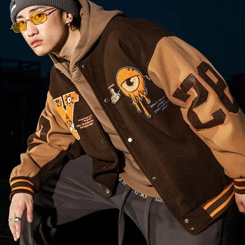 Мужские Женские университетские куртки с вышивкой буквами, японская тонкая бейсбольная куртка Оверсайз на весну-осень, пальто в стиле хип-хоп, колледж Харадзюку