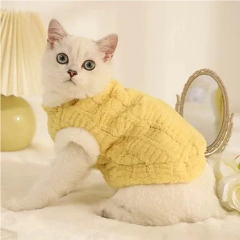 Осенне-зимняя теплая одежда для кошек, мягкая флисовая куртка для котенка, куртки, костюмы для милых кошек, утепленная куртка с хлопковой подкладкой.