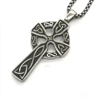 10 шт. ожерелье с кельтским крестом из нержавеющей стали, мужские ювелирные изделия