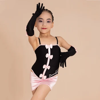 Группа Kpop Платье для латиноамериканских танцев для девочек, Латиноамериканское платье, Перчатки, одежда для выступлений на сцене, детская одежда для танцев Самба Румба Танго DWY9089